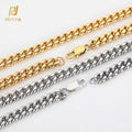 NUOYA 18K Gold Plated 8mm Stainless Steel Silver Polished Miami Cuban Link Chain Bracelet Men Hip Hop Jewelry