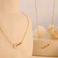 Fashionable Minimalist 18k Gold Plated Zircon Diamond Shell Necklace Non Tarnish Stainless Steel Guitar Violin Pendant Necklace