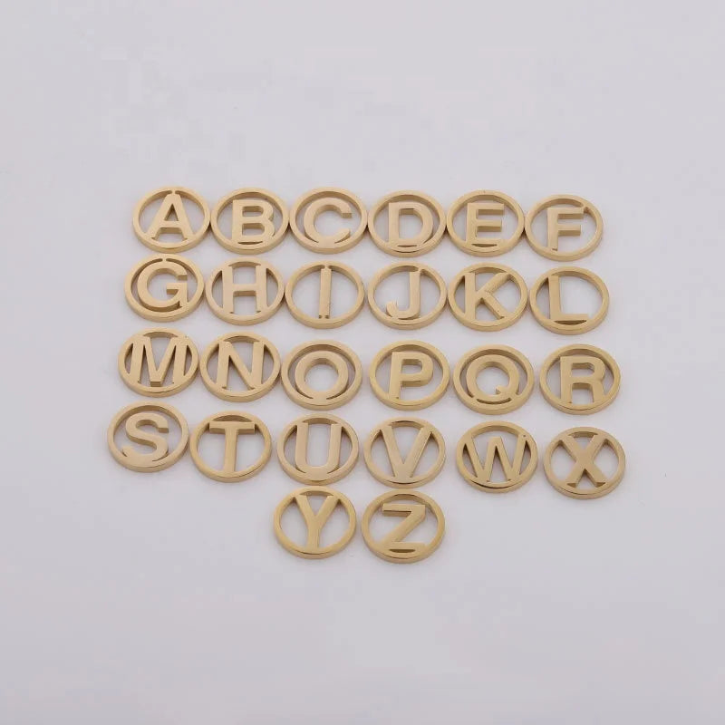 Gold Plated Round 26 A-Z Alphabet Letter Charms Jewelry Pendant 18K Gold DIY Bracelets Necklace Jewelry Making Craft Wholesale