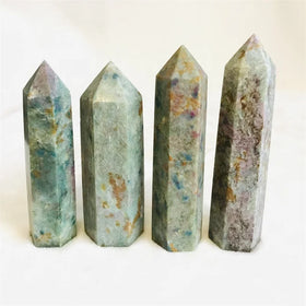 Wholesale Natural Ruby Fuchsite Fengshui Tower Wand Crystal Point for Decoration