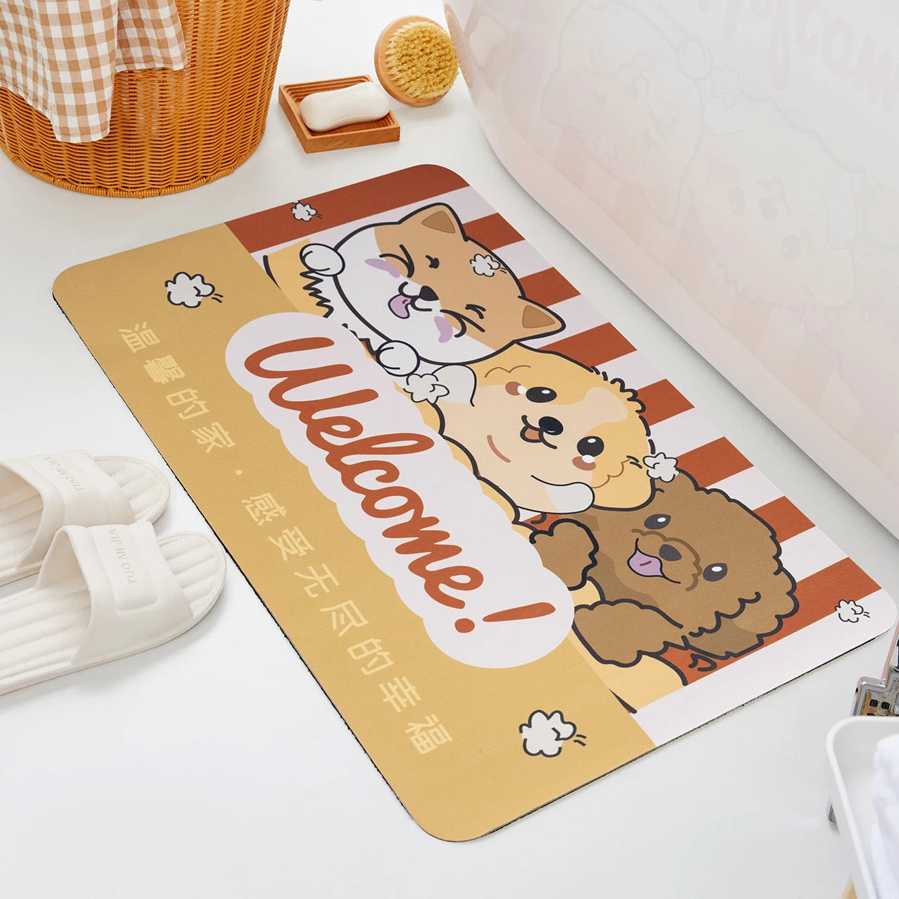Customizable Anti Slip Nitrile Rubber Floor Door Mat Non-Woven Water Absorbing Welcome Home Mat Packaging Printing Services