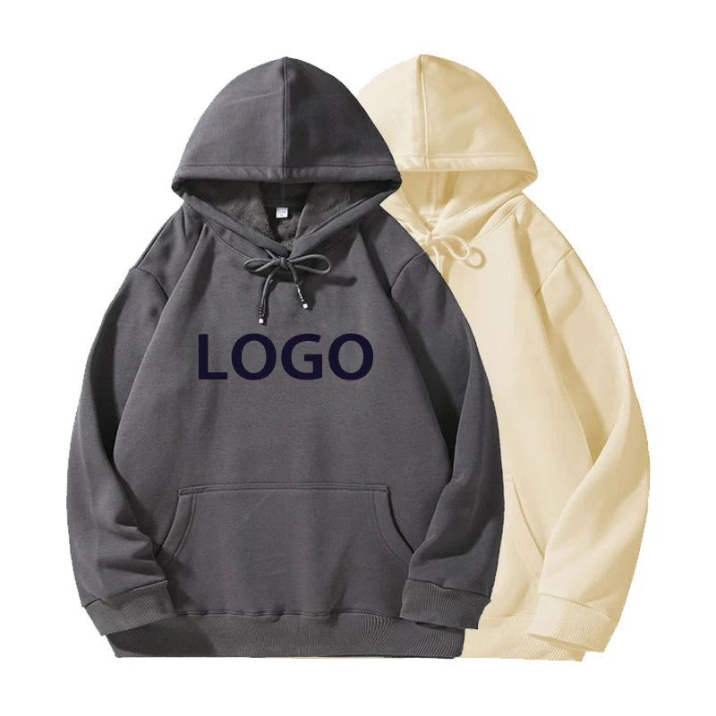 Comfortable Fabric Anti-shrink Pullover Hoodies for Men Autumn Winter Men's Fleece Thick Hoodies