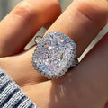 CAOSHI OEM Wholesaler Luxury Sparkling Geometric Crystal Zircon Wedding Rings for Party Silver Plated CZ Rings Jewelry for Women