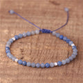 Boho 4mm Blue Aventurine Beaded Dainty Gemstone Cord Braided Tibetan Bracelet Adjustable Minimalist Women Jewelry Wholesale MegaBDM