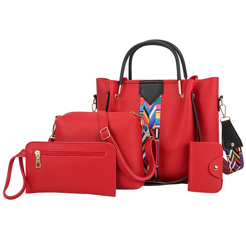 Custom Logo  Large Capacity Crossbody Bags 4 Pcs/set New Designer Women Shoulder Bags Female Ladies Hand Bags Handbags Set