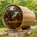 Outdoor 4 - Person Barrel Sauna - Dry Steam Cedar Wood Barrel Sauna House With Panoramic Glass