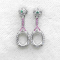 Sterling Silver 6*8mm Semi Mount Earrings Frame Empty Support Blank Claws Setting S925 Base Without Center Stone for DIY Inlay