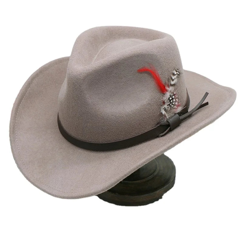 Chic 3-Color Fashionable Wool Felt Cowgirl Hat Western Australian Style Australian Casual Outdoor Sports Travel Parties Fishing
