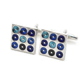 Wholesale Blue Dots Enamel Elegant Cufflinks Custom Mens Suit Shirt Fashion Accessory Wedding Tuxedo Trendy Jewelry Gift Set