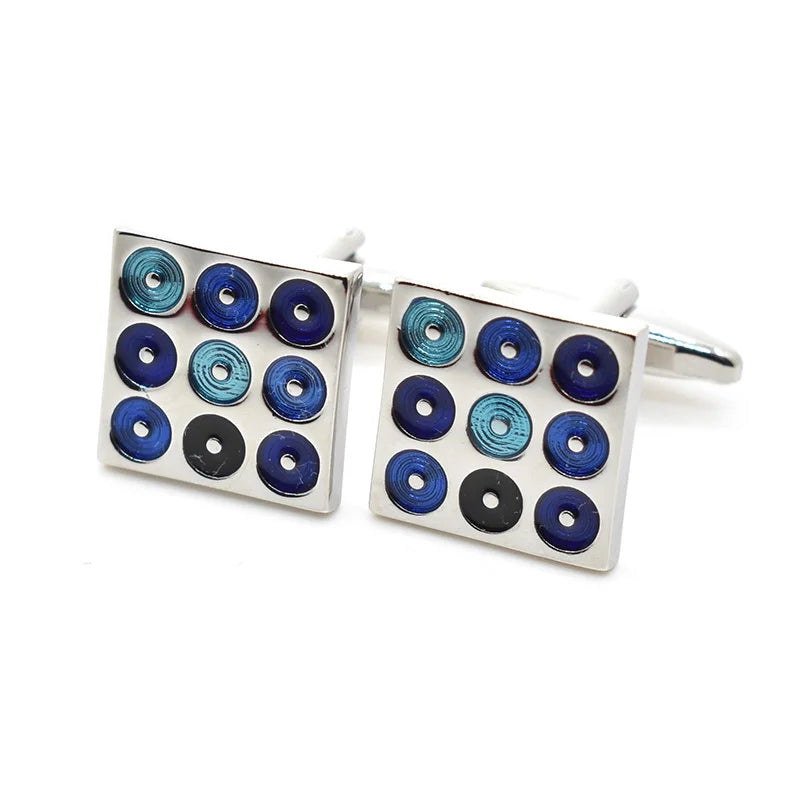 Wholesale Blue Dots Enamel Elegant Cufflinks Custom Mens Suit Shirt Fashion Accessory Wedding Tuxedo Trendy Jewelry Gift Set