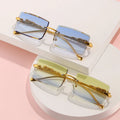Frameless Gradient Gold Frame Luxury Cheetah Rimless Square Sunglasses Vintage Leopard Rectangle Rimless Sun Glasses