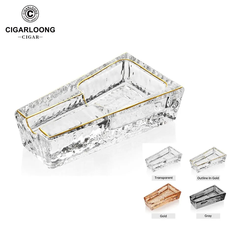 CIGARLOONG Classic Luxury Transparent Glass Large Diameter Cigar Ashtray with Non-slip Base Modern Design for Home Use