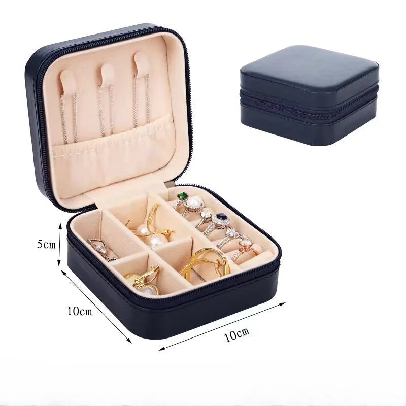 Wholesale Custom Handmade Small Jewellery Storage Boxes Organizer Case Square Velvet Pu Leather Travel Jewelry Box With Logo