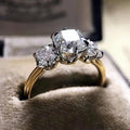 CAOSHI Two Tone Silver Gold Plated Jewelry Wholesale Wedding Engagement Cubic Zirconia Bling 3 Stone Diamond Rings for Women