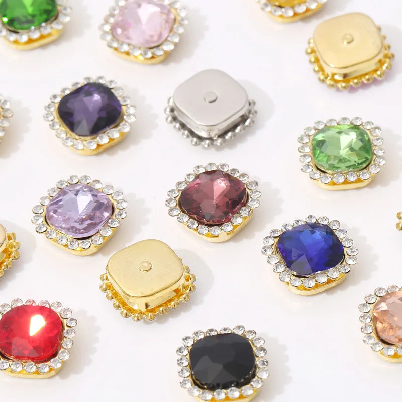 Diy Garment Wedding Dress Accessories Sew-on Rhinestones square Shape Shoes Bag Headband Ornament Glass CZ Crystal Rhinestones