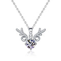 Fine 925 Silver Necklaces Animal Elk Reindeer Antlers Gemstone Moissanite Pendant Necklace Christmas Jewelry for Women