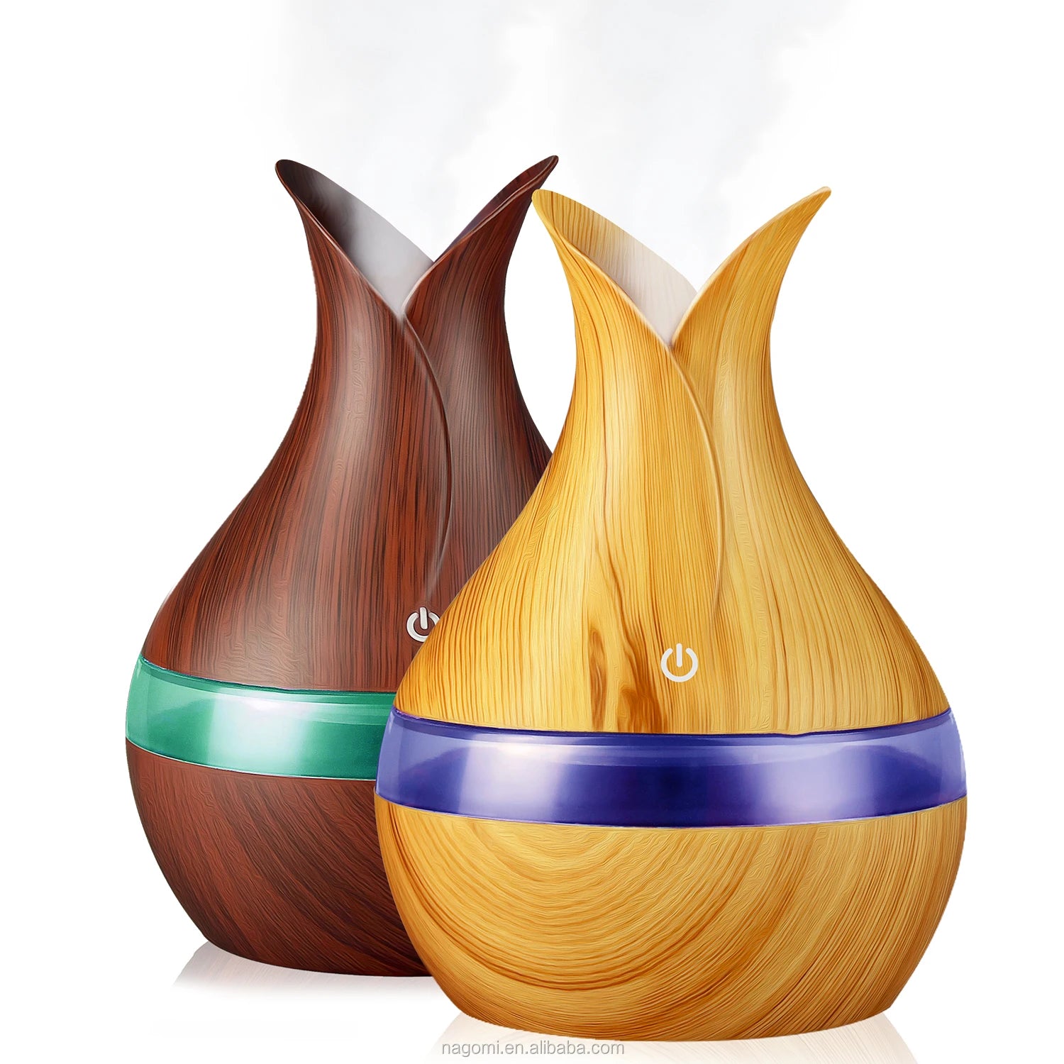 2021 Ultrasonic Humidifier 300ml USB LED Touch Wood Grain Oil Aroma Diffuser for Amazon