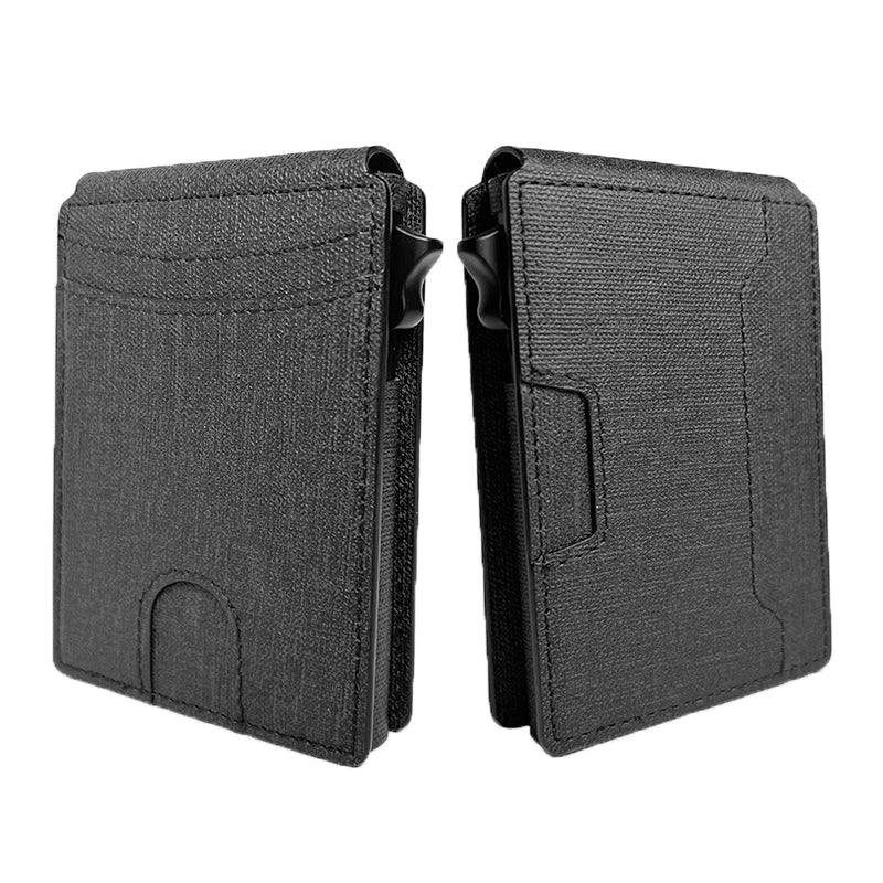 RFID Pop up Credit Card Wallet With Aluminum Alloy Transparent ID Window Transparent ID Window