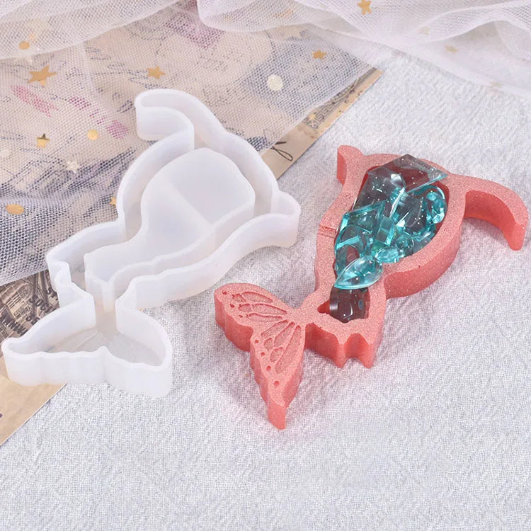YS DIY Pendant Silicone Mould for Handmade Cat With Fish Tail Crystal  Resin Mold Keychain Jewelry Accessories Making Supplies