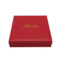 Fadeli Custom Logo Red Square 3 in 1Gift Box Pearl Necklace Bangle Earing Package PU Leather Jewelry Necklace Box Packaging