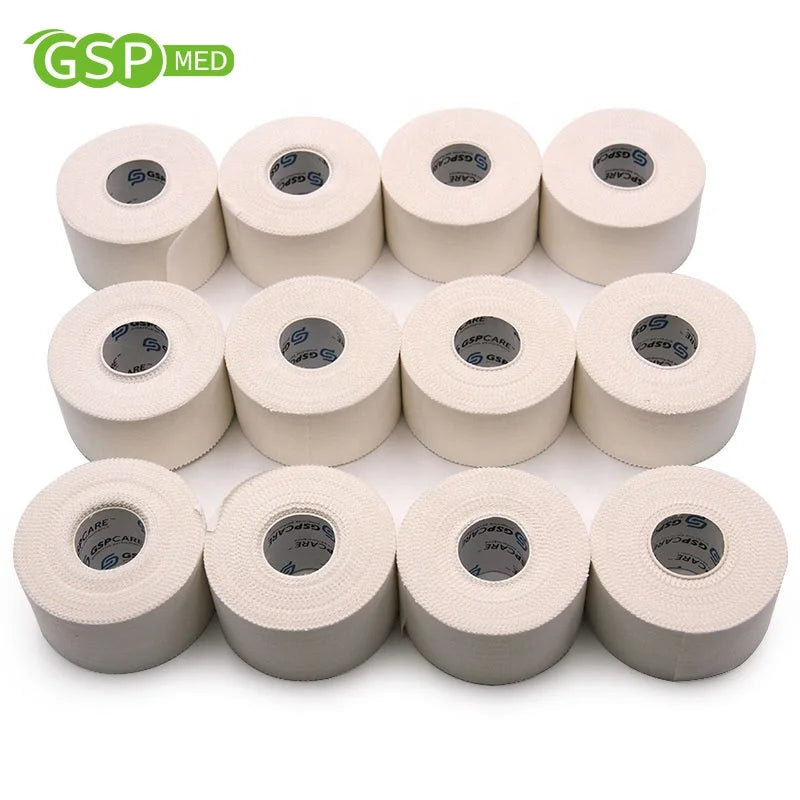 3.8cm*13.7m Hot Melt Glue Hand Tear Sport Cotton Athletic Rigid Strapping Tape for Football Player's Foot Protector