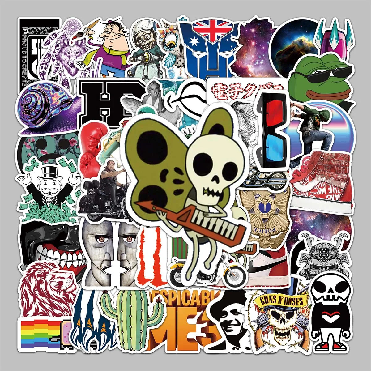 50PCS Factory Direct Sales Creative Personality Decorative Trendy Sticker Notebook Desktop Cup Refrigerator Sticker