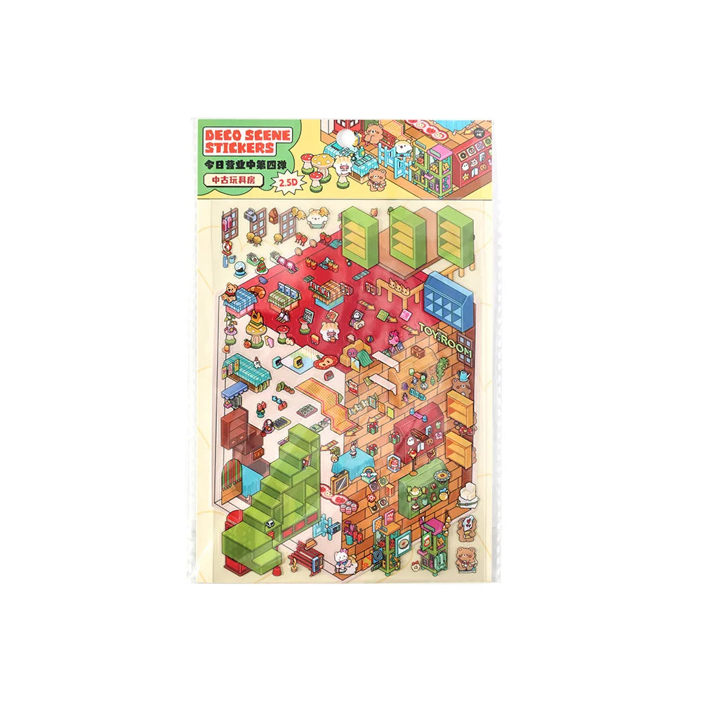 Today's Business in the Fourth Series of Landscape Handbook Decorative Stickers 3 Sheets per Pack 4 Models