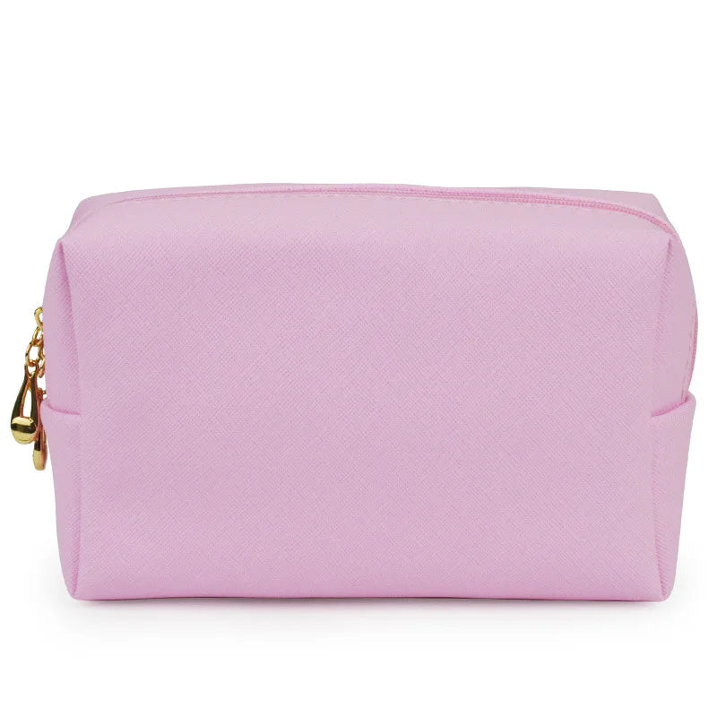 Wholesale Ladies Custom Portable Square Waterproof Cute Travel Wash Pu Leather Cosmetic Storage Bag Double Zipper