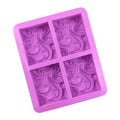 Hot Sale DIY Soap Making Handmade Rectangle 4 Cavity Wave Shape Purple Silicone Rubber Soap Molds Cake Tools 17x14.3x3.3cm