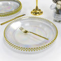 China Wholesale Gold Beaded Clear Plastic Charger Plates for Wedding Banquet Restaurant Party Supplies