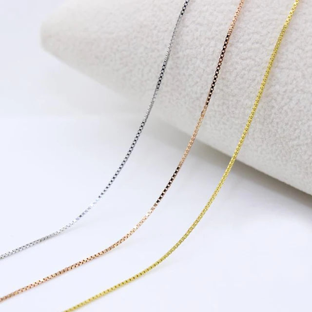 Wholesale 18-Inch 925 Sterling Silver Necklace 0.8mm Italy Box Links Chain Rhodium Plated Classic Style for Gifts Engagement