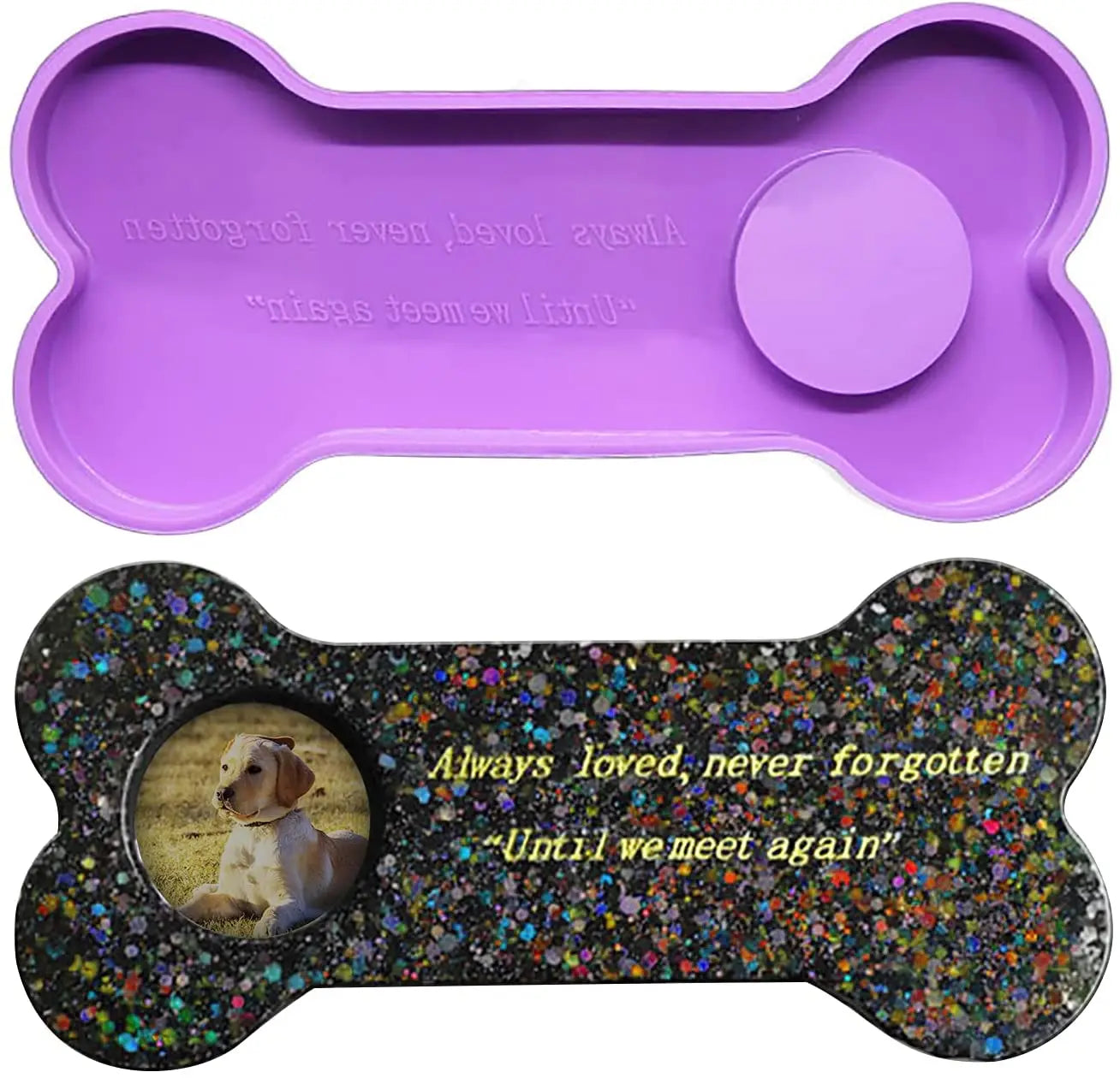 Pet Memorial Tombstone Resin Silicone Mold Epoxy Resin Mold Bone Shaped Silicone Mold Used for Photo Frames and Candles