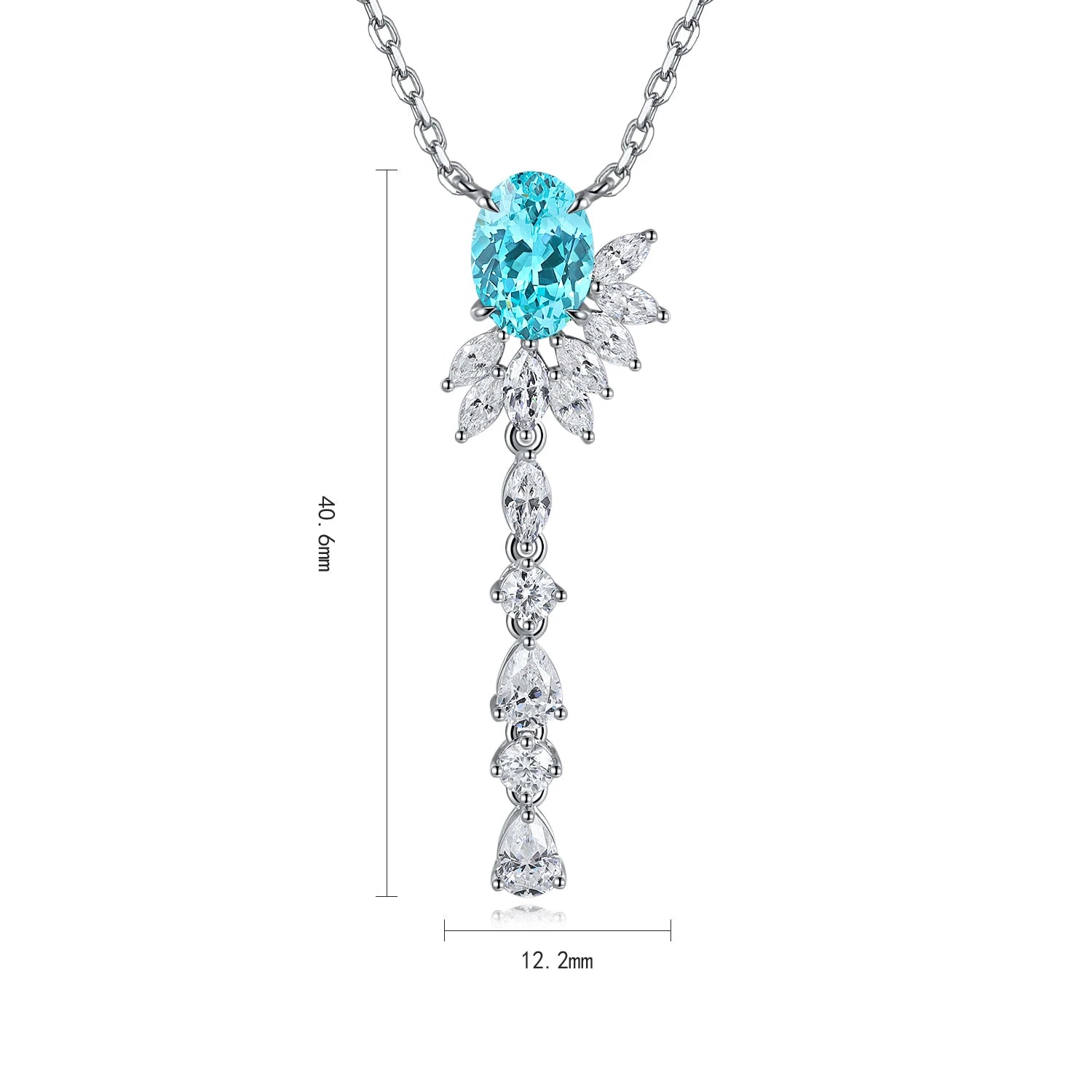 High Quality Fashion Jewelry S925 Silver Oval Cut Lab Grown Paraiba Necklace Premium Design Necklaces for Your Partner