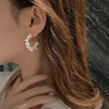 Natural Beads Cuff  Earrings 925 Sterling Sliver C-shaped Mothers Day Imitation Baroque Pearl Hoop Huggie Stud Earring for Woman