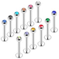 Crystal Ball Lip Earring Stud 1.2x6/8x3mm Stainless Steel Labret Piercing Cartilage Tragus Piercing Body Jewelry 12 Wedding Gift