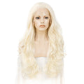 Celebrity 28inch White Blond Body Wave Drag Queen Cosplay Wig  Perruque Lace Front Synthetic Lace Wigs Heat Resistant