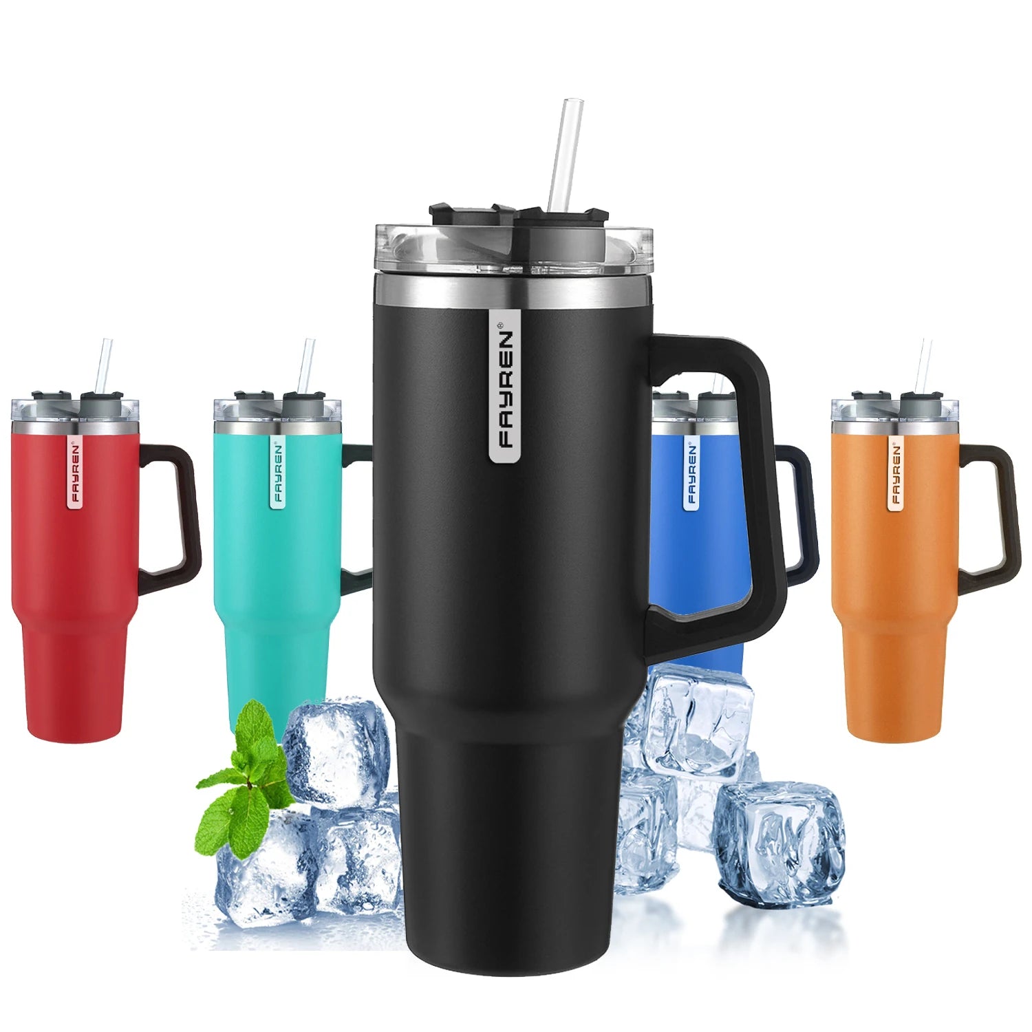 Custom Logo Stainless Steel Vacuum Coffee Cups Eco-Friendly Double Wall Thermal Water Bottle Tumbler Handle Outdoor Travel Gym