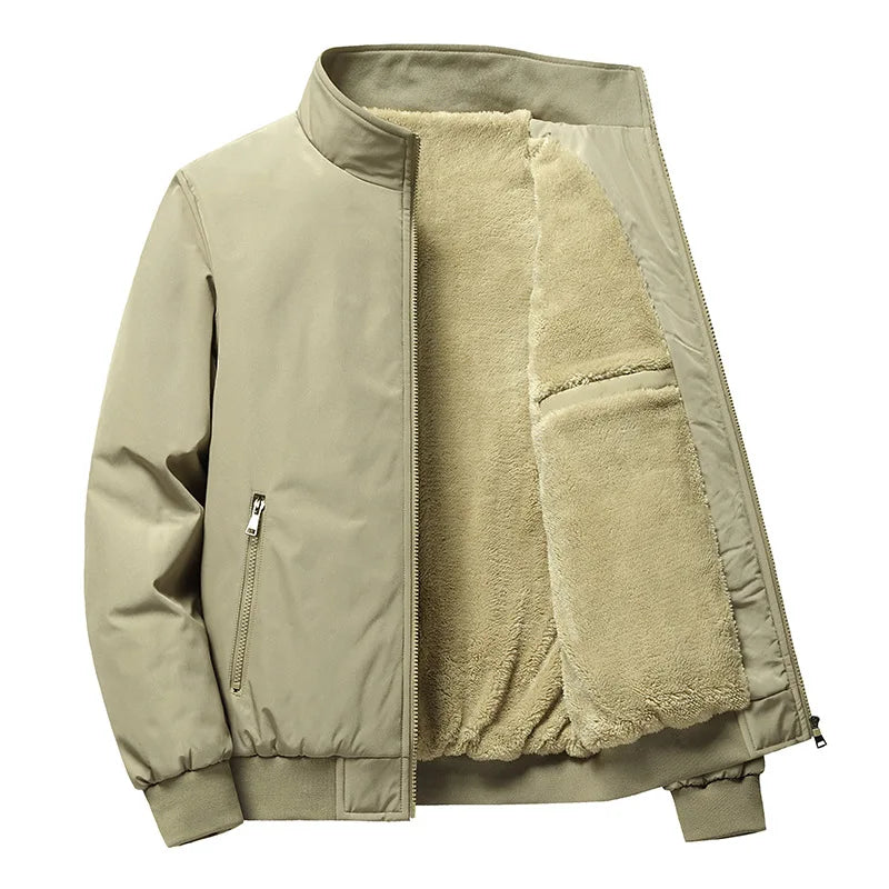 Fleece Jacket for Men Winter Casual Jacket for Men Stand-up Collar Padded Jacket for Men