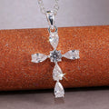 Huitan Dainty Pendent Necklace Crystal Clear White Water Drop Zircon Necklaces Lady Girls Pure Pear Cross Necklace Women