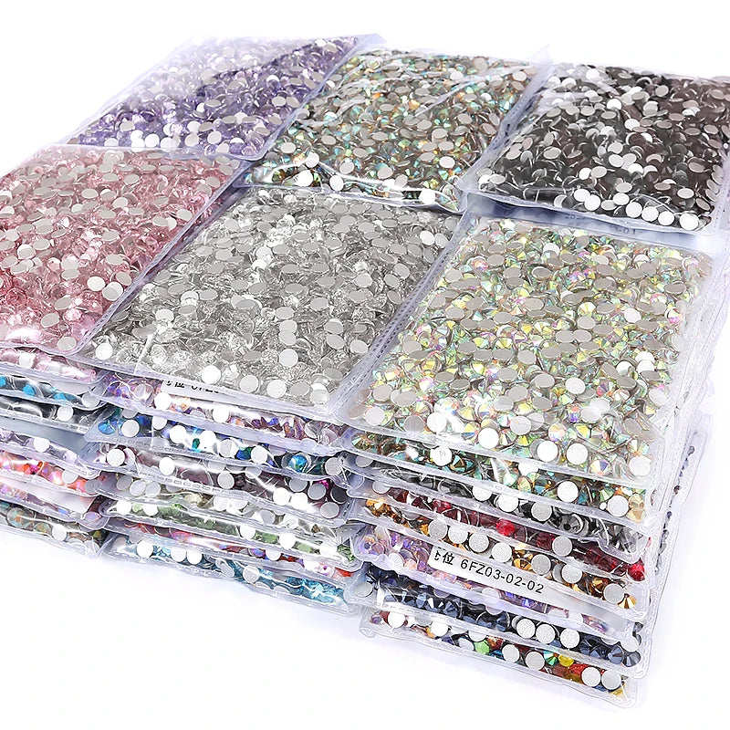 144000pcs/bag Wholesale Blingbling Flatback Non-Hotfix Rhinestone Glitter Crystal Shinning Nail Art Decoration SS6