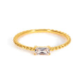 Milskye Romantic Modern Jewelry 18k Gold Plated 925 Silver Cubic Zirconia baguette Twist Ring