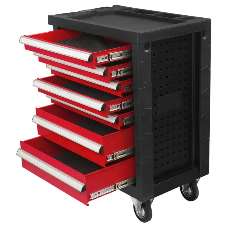 CE Certified Heavy Duty SPCC Cold Steel 7-Drawer Rolling Garage Tool Cabinet 5'' Wheels Electrostatic Coating OEM Available