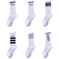 Stock Item Basics Black White Solid Comfy Cotton Crew Casual Running Sport Socks Low Moq Custom Your Letter Logo