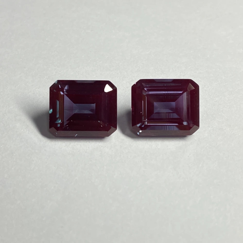 HQ GEMS Synthetic Created Hydrothermal GRC Certificate Color Change Emerald Cut 10X12MM  Lab Grown Alexandrite Gemstone