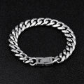 KRKC Drop Shipping RTS Stock No MOQ Rhodium Silver PVD Plated 316L Stainless Steel 10mm Cuban Link Bracelet