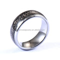 8mm Wholesale Jewelry Silver Tungsten Carbide Black Meteorite Trendy Invisible Setting Domed Wedding Band Ring
