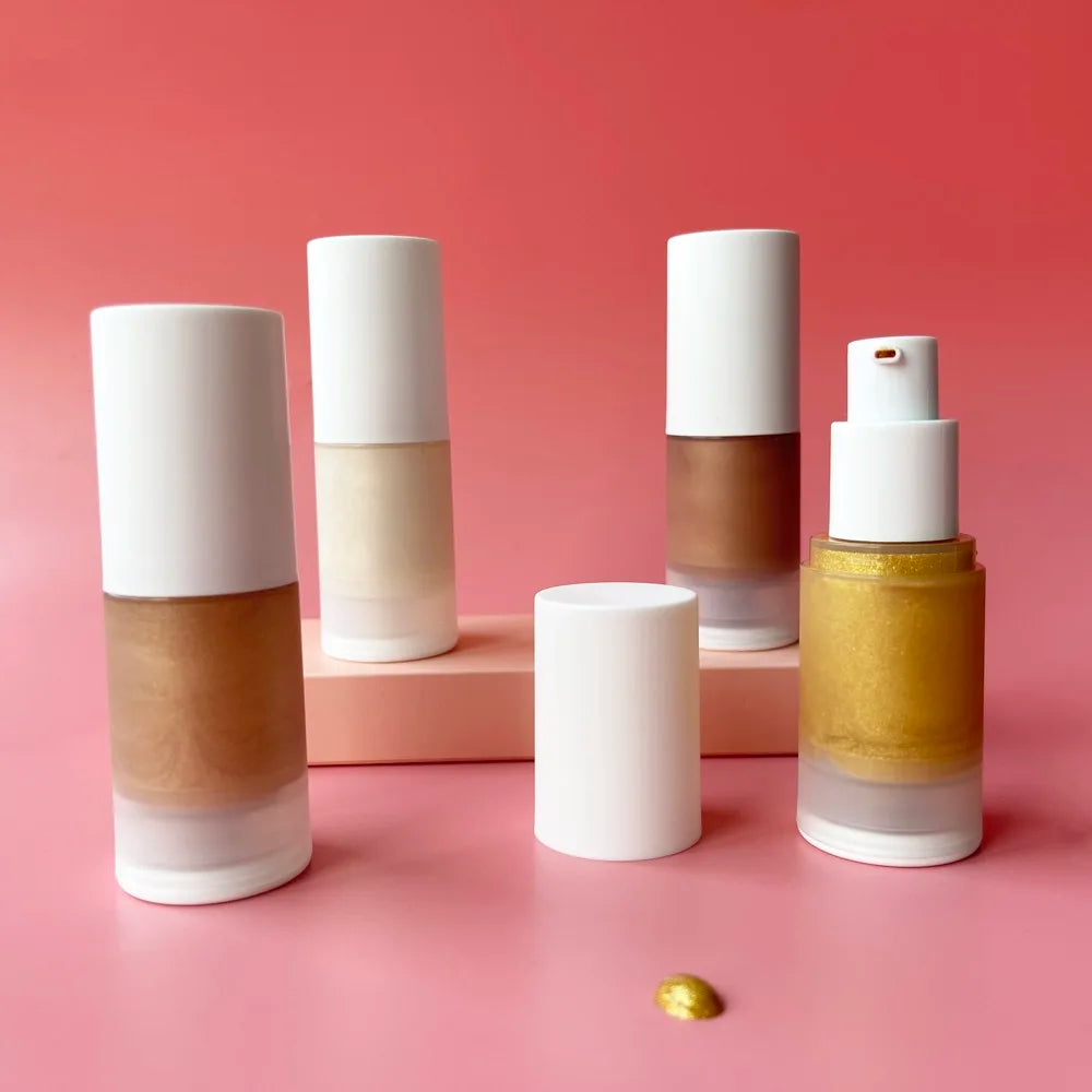 Customize 7 Colors Makeup Shimmer Face and Body Highlighter High Pigmented Private Label Vegan Liquid Highlighter