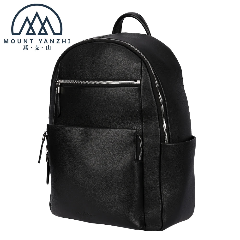 Wholesale Custom Logo Genuine Leather Laptop Backpack Bag Fashion Black Soft Leather Bag Business Mens Backpack