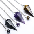 DIY Wholesale Natural Folk Crafts Wedding Gift Crystal Spirit Pendulum Charms Hexagonal Pendant Necklace Jewelry For Men