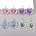 Ins2023 Super Hot Laser Candy Bear Flexible Glitter Pendant Hollow Acrylic Love Bear Earrings Pearl Gift Resin Drop Earrings FS